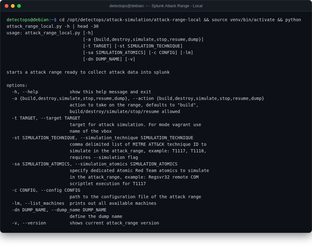 Splunk Attack Range — Local screenshot