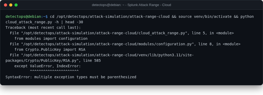 Splunk Attack Range — Cloud screenshot