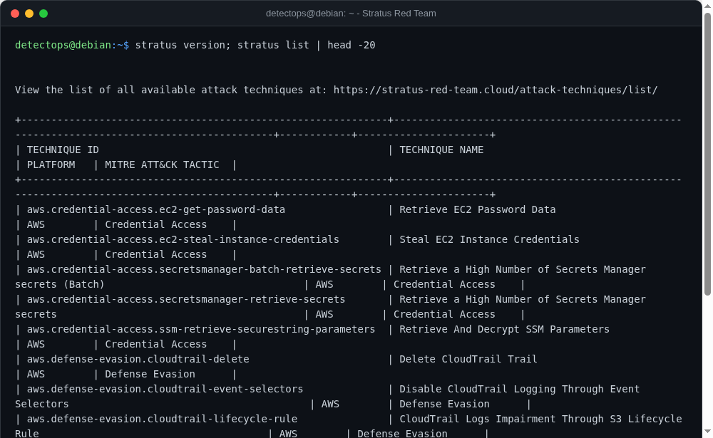 Stratus Red Team screenshot
