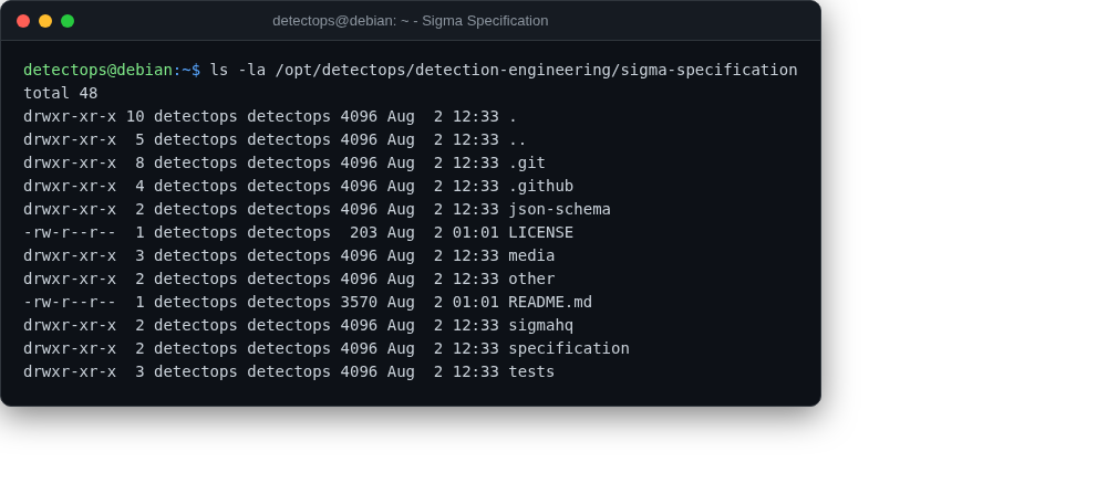 Sigma specification screenshot