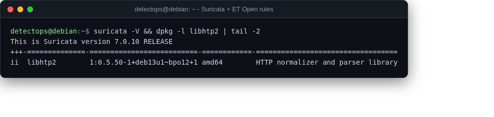 Suricata + ET Open rules screenshot