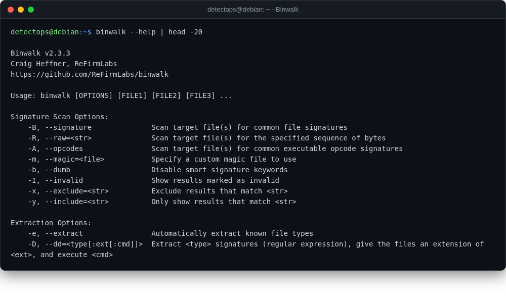 Binwalk screenshot