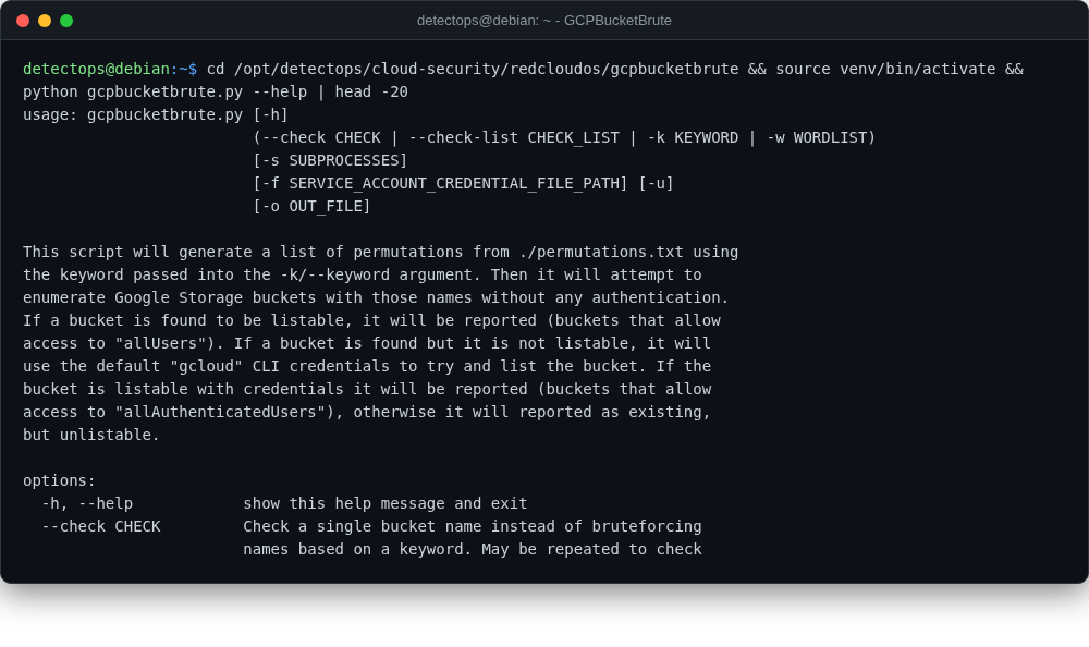 GCPBucketBrute screenshot